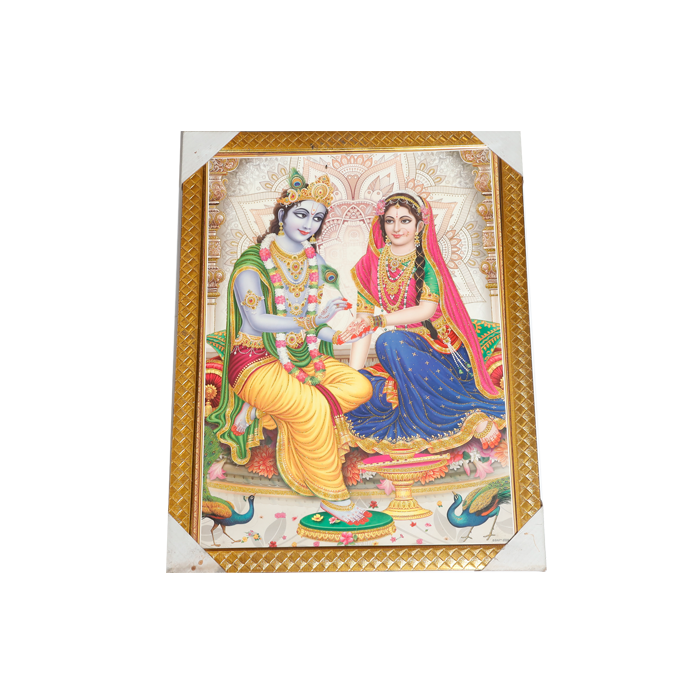 Goddess Radha And Lord Krishan Photo Frame - 26 × 20 Inches | For Pooja Temple | Home Decor And Gifts