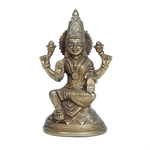 Brass Murti Goddess Lakshmi Ji Is Sitting On Throne - 6 × 4 Inches | For Pooja Temple | Home Decor | Office & Mandir Decoration And Gifts