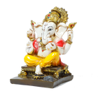 Lord Ganesha Is Sitting On The Throne | Marble Dust Murti Idol - 6 × 4 Inches | For Pooja Temple | Home Decor | Office Decoration | Mandir Decoration And Gifts