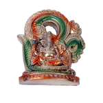 Lord Ganesha Is Sitting On Throne | decorative Plastic Murti Idol - 7 × 5 Inches | For Pooja Temple | Home Decor | Office & Mandir Decoration And Gifts