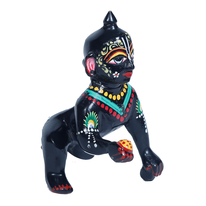Brass Black Murti 6 No. Laddu Gopal | Laddu Gopal For Janmashtami Special - 5.5 × 3.5 Inches | For Pooja Temple | Home Decor | Office & Mandir Decoration And Gifts