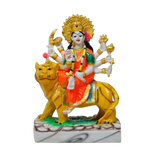 Goddess Durga Mata Is Sitting On The Lion | Marble Dust Murti Idol - 6 × 5 Inches | For Pooja Temple | Home Decor | Office Decoration | Mandir Decoration And Gifts