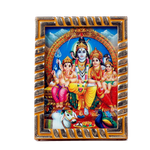 Lord Shiva Family Photo Frame | God Shiva, Parvati, Ganesh And Kartikeya - 5 × 3 Inches | For Pooja Temple | Home Decor | Office & Mandir Decoration And Gifts