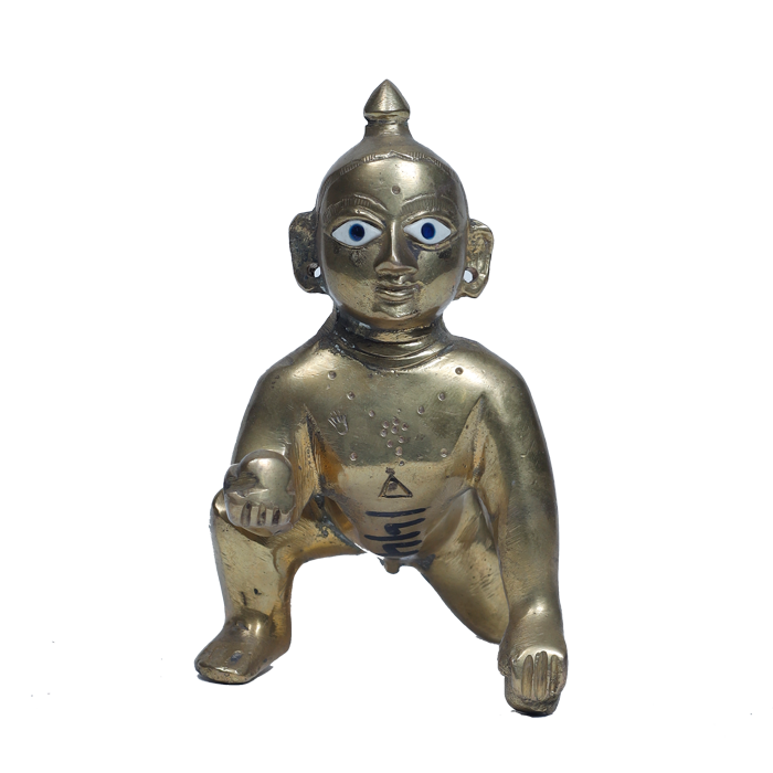 Brass Murti 4 No. Laddu Gopal | Laddu Gopal For Janmashtami Special - 4 × 2.5 Inches | For Pooja Temple | Home Decor | Office & Mandir Decoration And Gifts