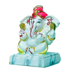 Lord Ganesha Is Sitting On The Stool Marble Dust Murti Idol - 7 × 4 Inches | For Pooja Temple | Home Decor | Office Decoration | Mandir Decoration And Gifts