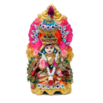 Goddess Lakshmi Mata Is Sitting On Throne | Terracotta Clay Murti Idol - 5 × 3 Inches | For Pooja Temple | Home Decor | Office Decoration | Mandir Decoration And Gifts