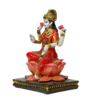Goddess Lakshmi Is Sitting On The Throne Marble Dust Murti Idol -6 × 4 Inches | For Pooja Temple | Home Decor | Office Decoration | Mandir Decoration And Gifts