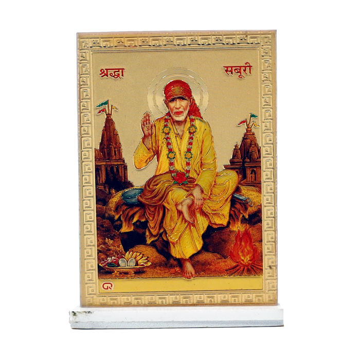 Shri Sai Baba Photo - 4 × 2 Inches | For Pooja Temple | Home Decor | Car Dashboard | Office & Mandir Decoration And Gifts