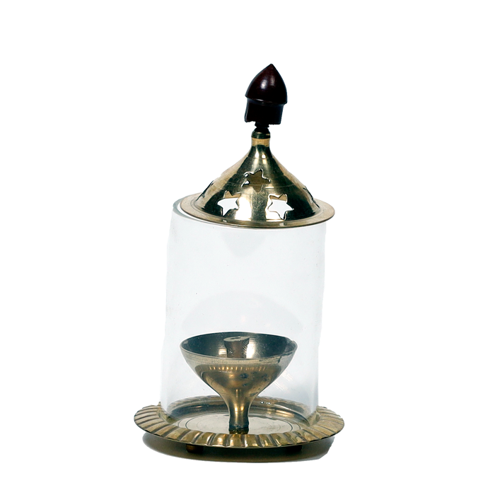 Brass Ram Akhand Jyoti Diya Oil Lamp | Borosilicate Diya With Glass Cover - 6 × 3 Inches | 5 × 3 Inches | 4.5 × 3 Inches | For Pooja Temple | Home & Mandir Decoration And Gifts