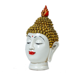Lord Gautam Buddha Face White And Yellow Marble Dust Murti Idol - 10 × 6 Inches | For Pooja Temple | Home Decor | Office Decoration | Mandir Decoration And Gifts