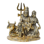 Brass Murti Lord Shiva Family | God Shiva, Parvati, Ganesh And Kartikeya Murti - 6 × 6 Inches | For Pooja Temple | Home Decor | Office & Mandir Decoration And Gifts