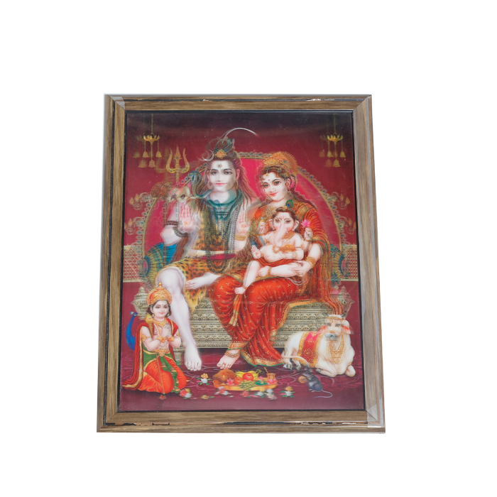 Lord Shiva Family Photo Frame - 17 × 13 Inches | For Pooja Temple | Home Decor And Gifts