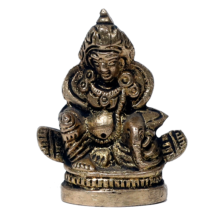 Brass Murti Kubera Ji Is Sitting On Throne - 3 × 1.5 Inches | 2 × 1.5 Inches | For Pooja Temple | Home Decor | Office & Mandir Decoration And Gifts