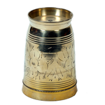 Drinking Brass Tumbler with Embossed Design | Brass Dining Glass - 4 × 3 Inches | 3 × 2.5 Inches | For Daily Use | Traditional Kitchenware And Pooja Temple