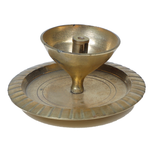 Brass Diya for Puja Oil Lamp with Plate - 1 × 3 Inches | For Pooja Temple | Home & Temple Decor And Festival Decoration