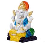 Lord Ganesha Is Sitting On The Stool | Marble Dust Murti Idol - 5 × 3 Inches | For Pooja Temple | Home Decor | Office Decoration | Mandir Decoration And Gifts