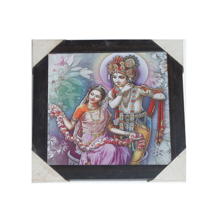 Goddess Radha And Lord Krishan Photo Frame - 11 × 11 Inches | For Pooja Temple | Home Decor And Gifts