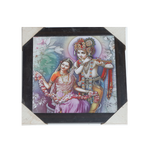 Goddess Radha And Lord Krishan Photo Frame - 11 × 11 Inches | For Pooja Temple | Home Decor And Gifts