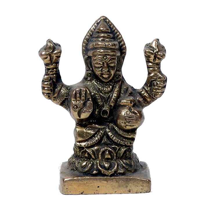 Brass Murti Goddess Lakshmi Ji Is Sitting On Stool - 2.5 × 2 Inches | 2 × 1 Inches | For Pooja Temple | Home Decor | Office & Mandir Decoration And Gifts