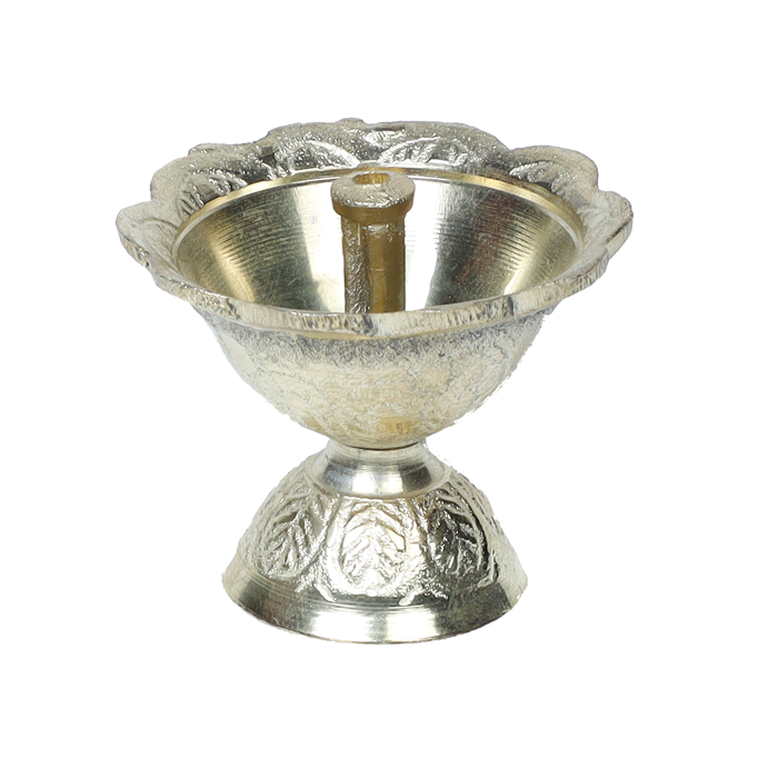 Brass Devdas Diya Oil Puja Lamp Engraved Design - 2 × 2.5 Inches | 1.5 × 2 Inches | For Pooja Temple | Home And Mandir Decoration And Gifts