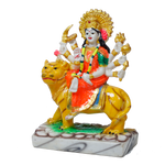 Goddess Durga Mata Is Sitting On The Lion | Marble Dust Murti Idol - 8 × 6 Inches | For Pooja Temple And Home Decor |Office Decoration | Mandir Decoration And Gifts
