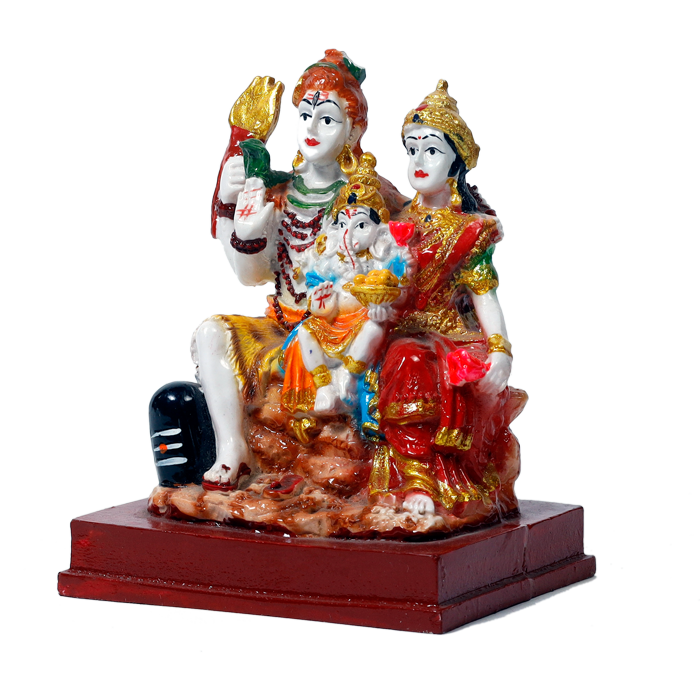 Lord Shiva Family Marble Dust Murti Idol | God Shiva, Parvati Ji, Ganesha And Kartikeya - 4 x 4.5 Inches | For Pooja Temple | Home Decor | Office Decoration | Mandir Decoration And Gifts