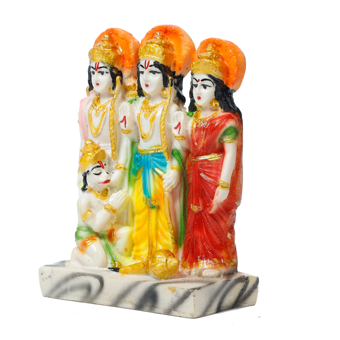 Lord Ram Darbar Marble Dust Murti Idol - 5 × 3 Inches | For Pooja Temple Home Decor | Office Decoration | Mandir Decoration And Gifts