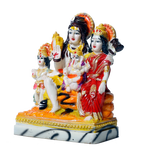 Lord Shiva Family Marble Dust Murti Idol | God Shiva, Parvati, Ganesh And Kartikeya - 7 × 5 Inches | For Pooja Temple | Home Decor | Office Decoration | Mandir Decoration And Gifts