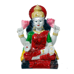 Goddess Lakshmi Mata Is Sitting On The Stool Marble Dust Murti Idol - 5 × 3 Inches | For Pooja Temple | Home Decor | Office Decoration | Mandir Decoration And Gifts