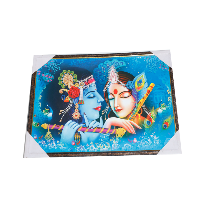 Goddess Radha And Lord Krishan Photo Frame - 25 × 19 Inches | For Pooja Temple | Home Decor And Gifts