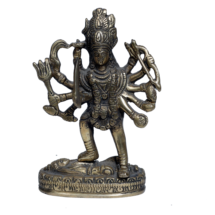 Brass Murti Kali Mata Standing On Lord Shiva - 6 × 4.5 Inches | For Pooja Temple | Home Decor | Office & Mandir Decoration And Gifts