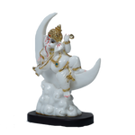 Lord Ganesha Is Sitting On The Moon Marble Dust Murti Idol - 9 × 6 Inches | For Pooja Temple | Home Decor | Office Decoration | Mandir Decoration And Gifts