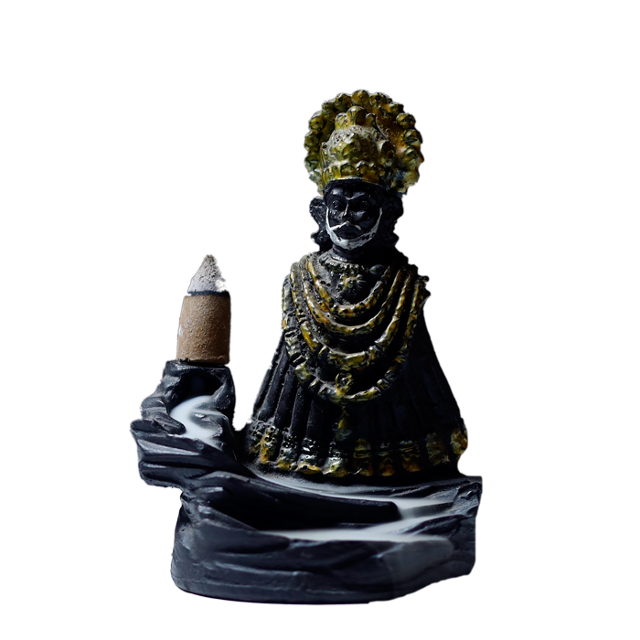 Shree Khatu Shyam Baba Backflow Smoke Fountain - 5 × 3 Inches | Backflow Dhoop Cone with Stand | For Pooja Temple | Home Decor | Office Decoration | Mandir Decoration And Gifts