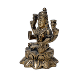 Brass Murti Goddess Lakshmi Ji Is Sitting On Lotus Flower - 3 × 2.7 Inches | For Pooja Temple | Home Decor | Office & Mandir Decoration And Gifts