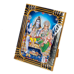 Lord Shiva Family Photo Frame | God Shiva, Parvati, Ganesh And Kartikeya - 8 x 6 Inches | For Pooja Temple | Home Decor | Office Decoration | Mandir Decoration And Gifts