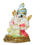 Lord Ganesha Is Sitting On The Throne | Marble Dust Murti Idol - 6 × 4 Inches | For Pooja Temple | Home Decor | Office Decoration | Mandir Decoration And Gifts