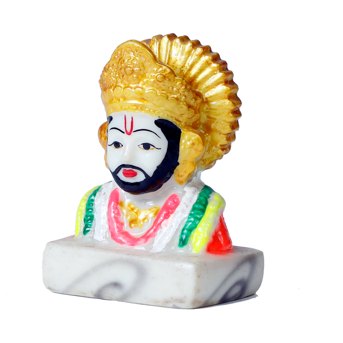 Shree Khatu Shyam Baba Marble Dust Murti Idol - 4 x 3 Inches | For Pooja Temple | Home Decor | Office Decoration | Mandir Decoration And Gifts