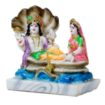 Lord Vishnu & Goddess Lakshmi Mata Is Sitting On Throne | Marble Dust Murti Idol - 5 x 4 Inches | For Pooja Temple | Home Decor | Office Decoration | Mandir Decoration And Gifts