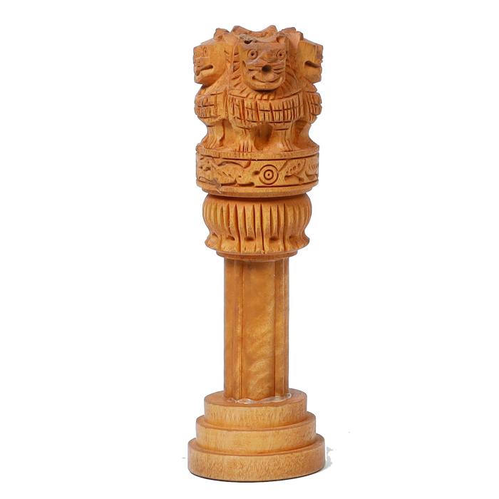 Wooden Brown Ashoka Stambh Desk Ashoka Piller Ideal - 6 × 2 Inches | For Advocate Table Office | Home Decor And Gifts