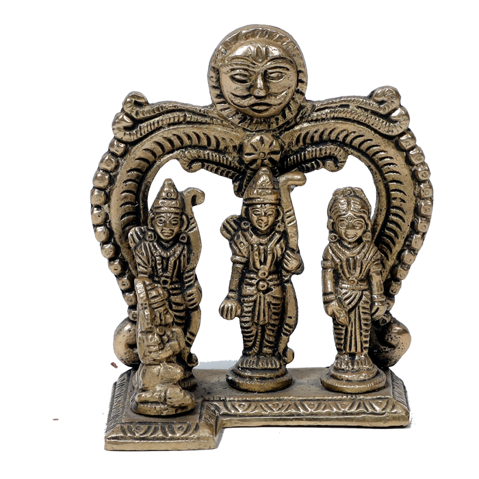 Brass Murti Lord Ram Darbar - 4.5 × 4 Inches | For Pooja Temple | Home Decor | Office & Mandir Decoration And Gifts