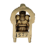 Brass Murti Lord Ganesha Is Sitting On Throne- 4.5 × 2.5 Inches | For Pooja Temple | Home Decor | Office & Mandir Decoration And Gifts