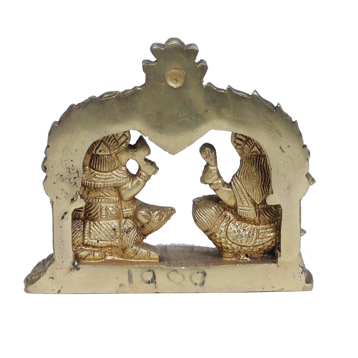 Brass Murti Goddess Lakshmi And Lord Ganesha - 4.5 × 4.5 Inches | For Pooja Temple | Home Decor | Office & Mandir Decoration And Gifts