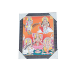 Goddess Lakshmi Mata, Lord Ganesha, Goddess Saraswati Mata, Lord Vishnu And Dhan Kubera Photo Frame - 11 × 10 Inches | For Pooja Temple | Home Decor And Gifts