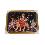 Goddess Durga Mata, Bajrangbali Hanuman Ji And Lord koshthak Kaal Bhairav Photo Frame - 26 × 20 Inches | For Pooja Temple | Home Decor And Gifts