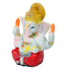 Lord Ganesha Is Sitting On Throne | Solid Plastic Murti Idol - 4 x 3 Inches | For Pooja Temple | Home Decor | Office Decoration | Mandir Decoration And Gifts