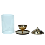 Brass Akhand Jyoti Diya Oil Lamp | Deepam Jyot Diya Oil Lamp | Borosilicate Glass Cover - 10 × 6 Inches | For Pooja Temple | Home & Mandir Decoration And Gifts