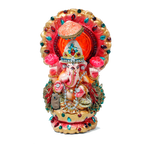 Lord Ganesha Is Sitting On Throne Terracotta Clay Murti Idol - 6 × 3 Inches | For Pooja Temple | Home Decor And Gifts