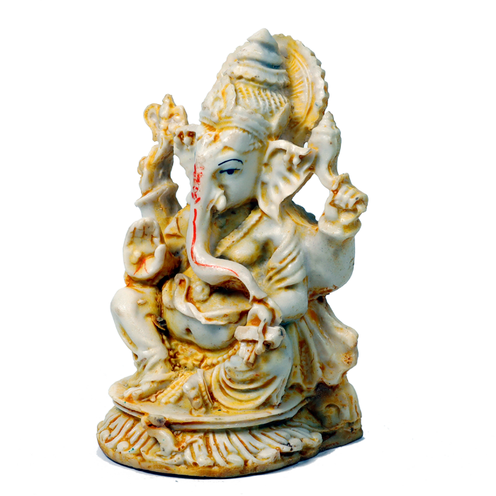 Lord Ganesha Is Sitting On Throne | Marble Dust Murti Idol - 5 × 3 Inches | For Pooja Temple | Home Decor | Office Decoration | Mandir Decoration And Gifts