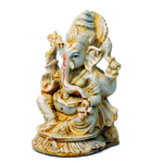 Lord Ganesha Is Sitting On Throne | Marble Dust Murti Idol - 5 × 3 Inches | For Pooja Temple | Home Decor | Office Decoration | Mandir Decoration And Gifts