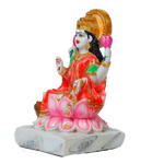 Goddess Lakshmi Mata Is Sitting On The Throne Marble Dust Murti Idol - 7 × 4 Inches | For Pooja Temple | Home Decor | Office Decoration | Mandir Decoration And Gifts